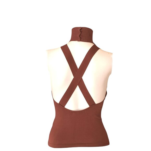 NW Dolce Gabbana Sienna Brown Backless Knit Top - Picture 2 of 11